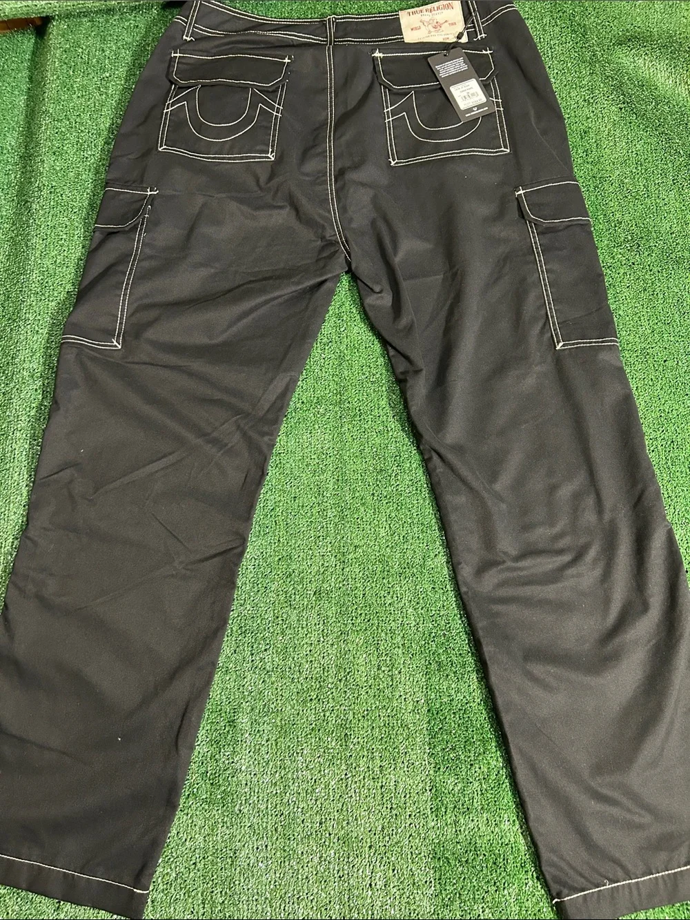 True Religion Brand Jeans waist 36 Men's Black Cargo Work Pants NWT